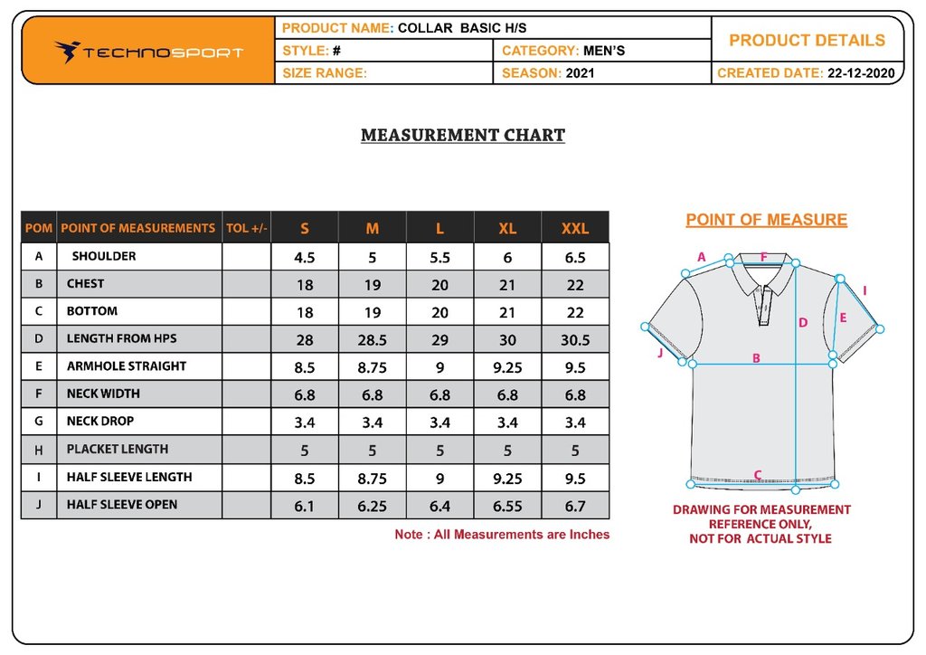 Dri fit polo shirt hotsell size chart