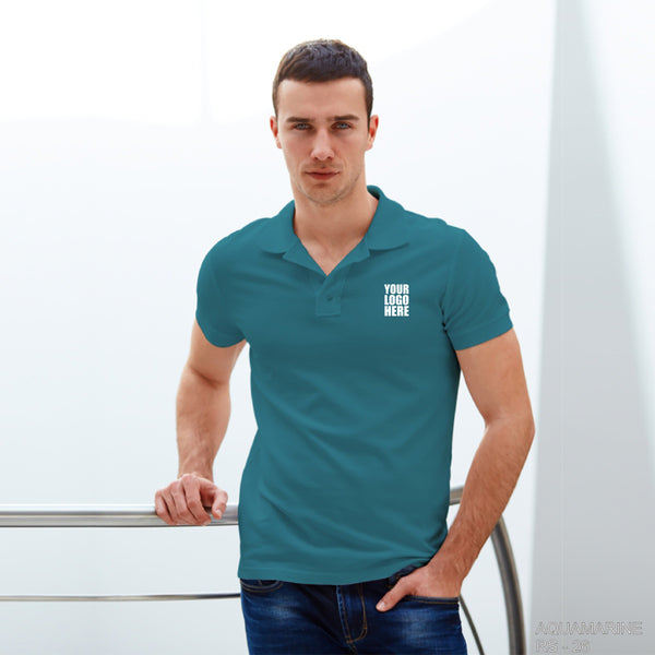 Aquamarine Custom Polo TShirt with Logo - The Sport Stuff