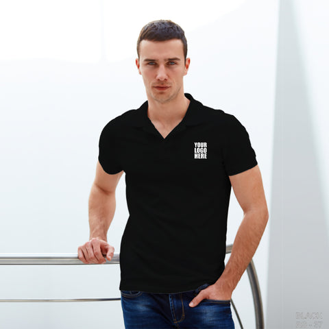 Black Cotton Custom Polo TShirt with Logo - The Sport Stuff