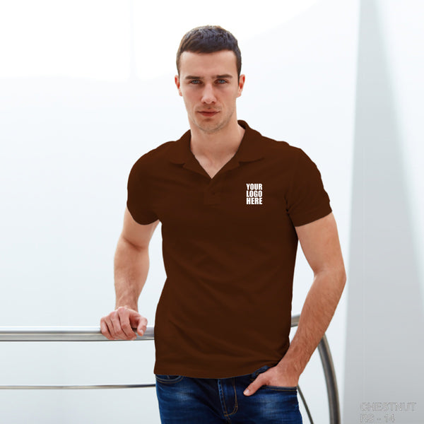 Chestnut Brown Custom Polo TShirt with Logo - The Sport Stuff