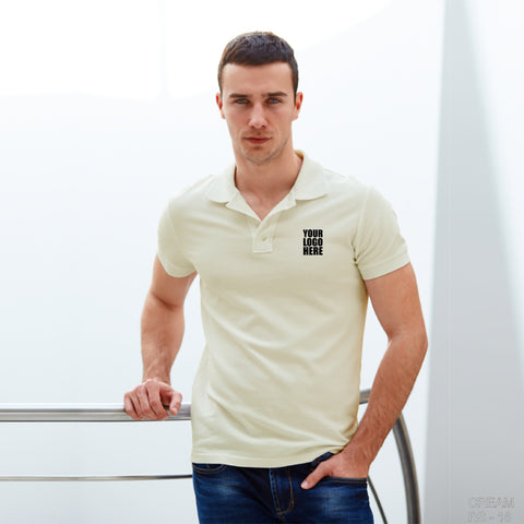 Cream Custom Polo TShirt with Logo - The Sport Stuff