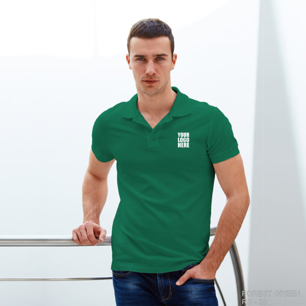 Forest Green Cotton Custom Polo TShirt with Logo - The Sport Stuff