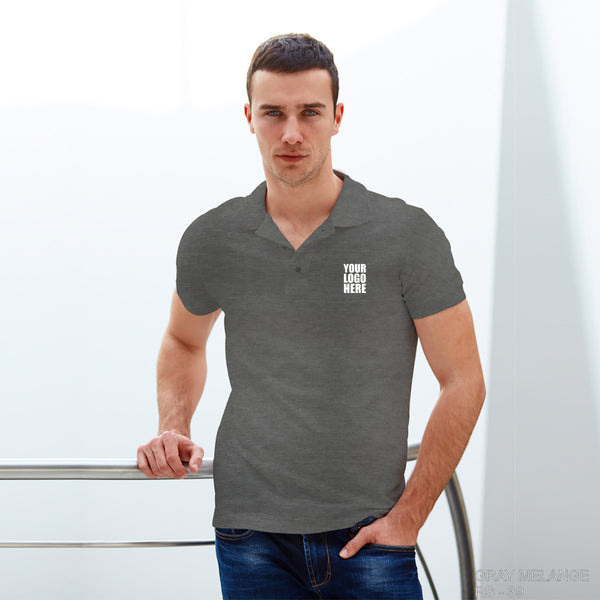 Grey Melange Cotton Custom Polo TShirt - The Sport Stuff