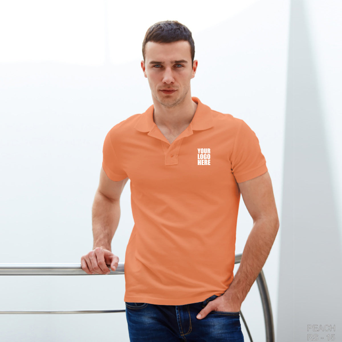 Peach Custom Polo TShirt with Logo - The Sport Stuff