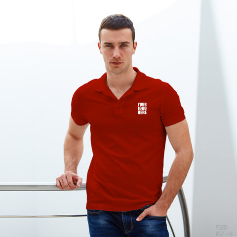 Red Custom Polo TShirt with Logo - The Sport Stuff