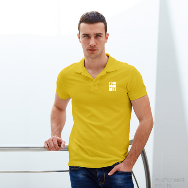 Yellow Cotton Custom Polo TShirt with Logo - The Sport Stuff