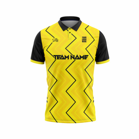 Yellow Zig Zag Custom Cricket Jersey Design - The Sport Stuff